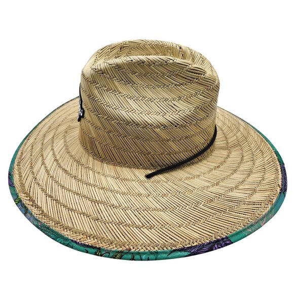 Farmers Defense Straw Sun Hat Sea Weed Wide Brim & Tropical Underside Design For - Picture 6 of 7